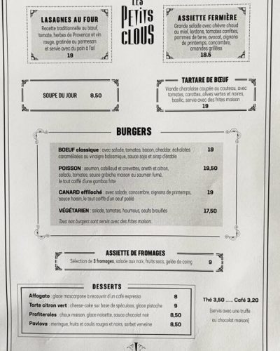 menu Burgers